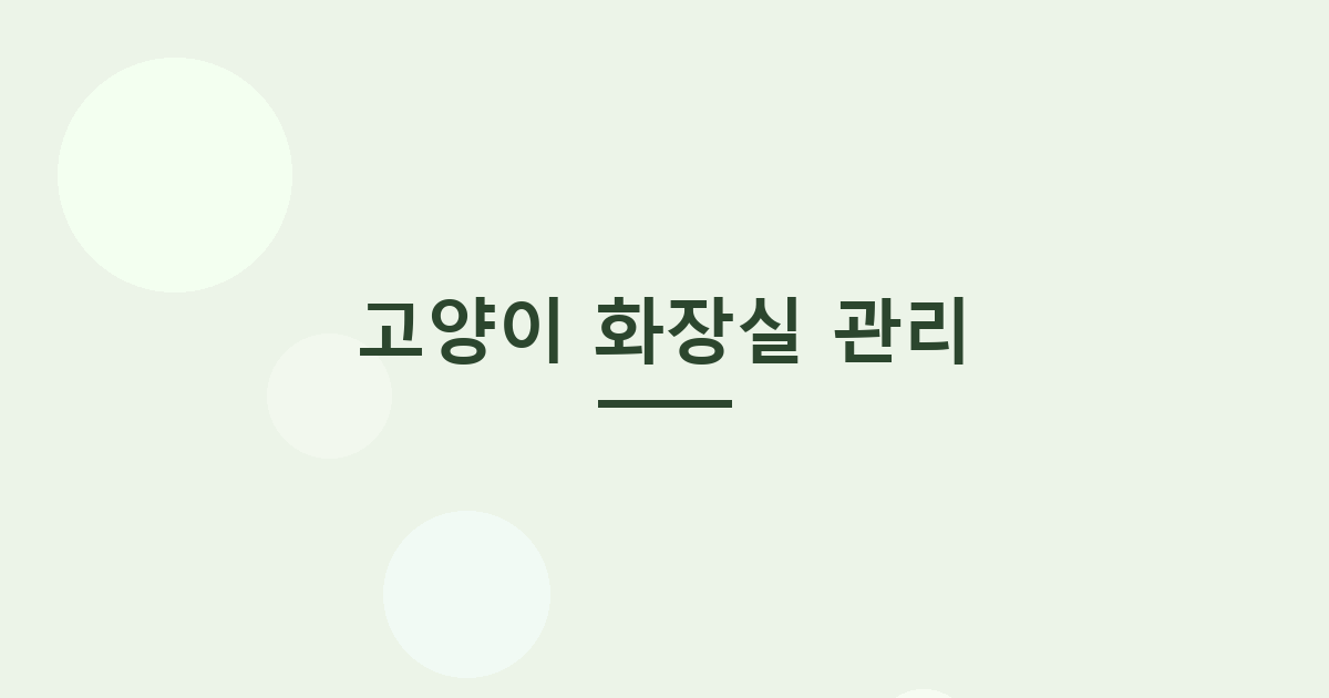 고양이 화장실 관리